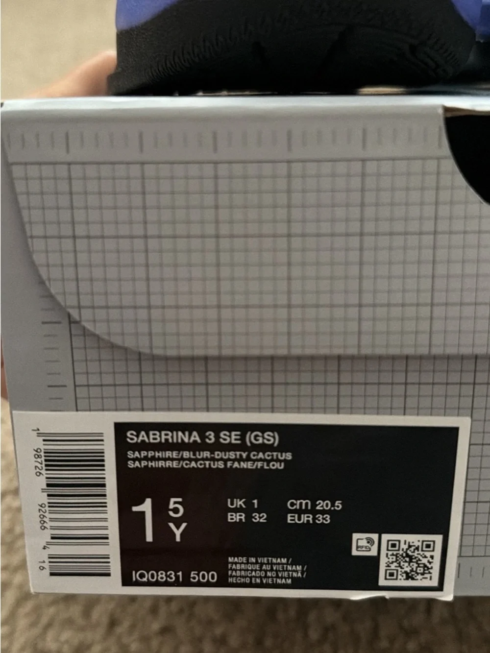 Nike Sabrina 3 SE Basketball Shoes, Youth 1.5Y, New in Box, Color: Saphirre/Cact